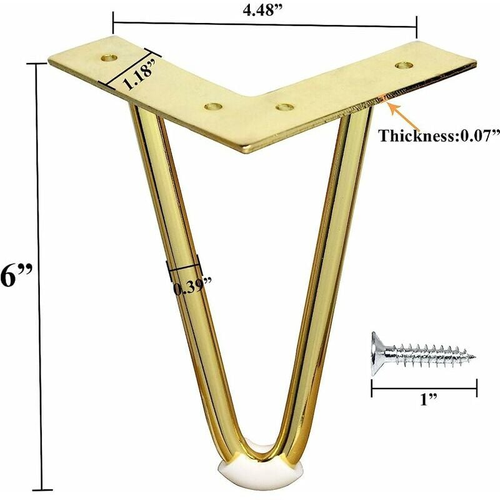 Lot De 4 Pieds De Meubles En Métal Doré De 6 Pouces Pour Armoires, Supports TV,