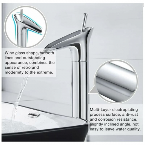 Robinet De Salle De Bain à Levier Unique, Mitigeur De Lavabo Vintage Chromé