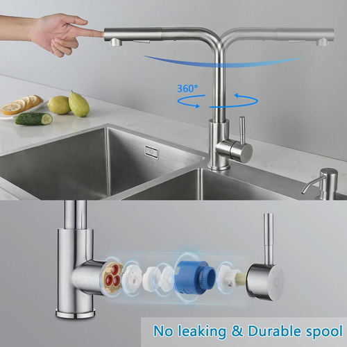 Robinet De Cuisine Avec Douchette Extractible, Robinet De Cuisine Pivotant à 360 Degrés