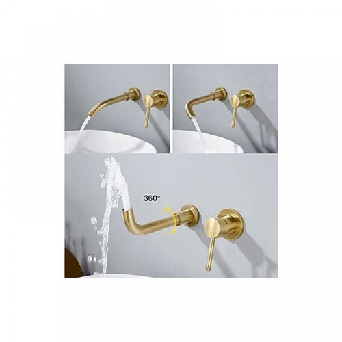 Robinet De Lavabo En Cuivre Pur Et Doré, Robinet De Salle De Bain Mural