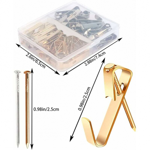 80 Pièces Accroche Cadre,accroche Tableau Crochet Tableau Crochet Mural.(d'or-40/argent-40)