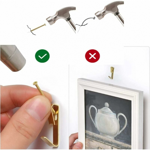 80 Pièces Accroche Cadre,accroche Tableau Crochet Tableau Crochet Mural.(d'or-40/argent-40)