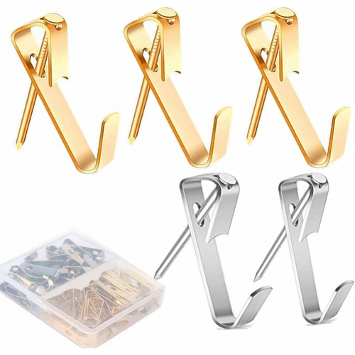 80 Pièces Accroche Cadre,accroche Tableau Crochet Tableau Crochet Mural.(d'or-40/argent-40)