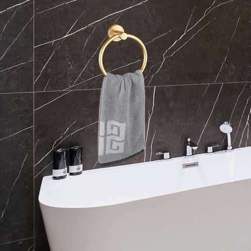 Anneau Porte-serviettes Doré Brossé (diamètre 16 Cm) Porte-serviettes Mural