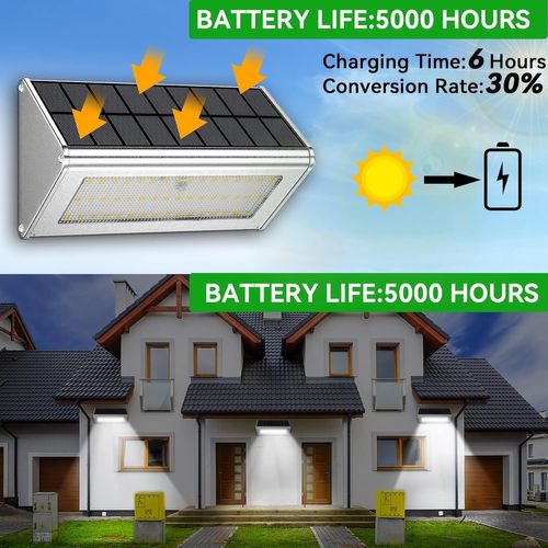 Lampe Solaire Extérieure 48led 4500mah, Coque En Alliage D'aluminium, Étanche Ip65