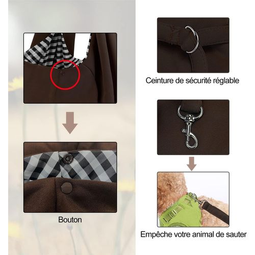 Harnais Pour Chien Marron, Harnais Réversible, Bretelles Pour Chien