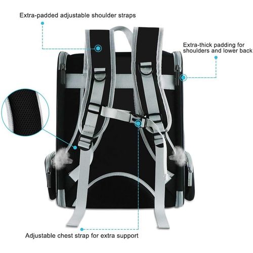 Noir - Sac De Transport Pour Chats Et Petits Chiens 7,5 Kg, Sac à Dos En Maille Respirante