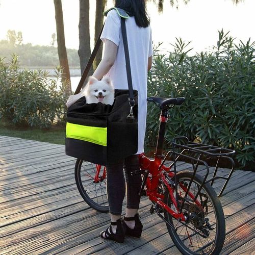 (noir) Sac De Vélo Pour Chien Et Chat Avec Bretelles Rembourrées Réglables
