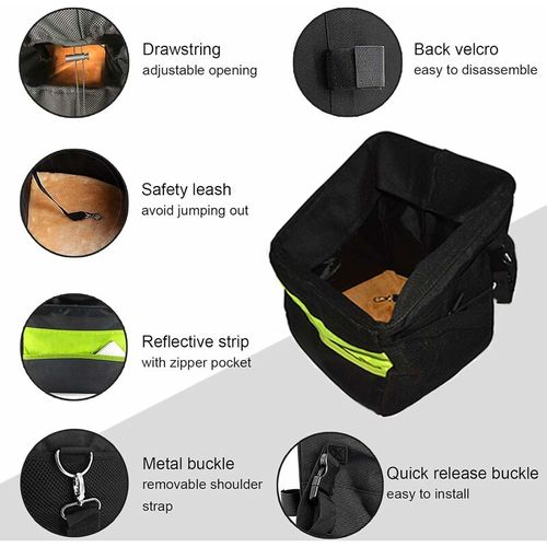 (noir) Sac De Vélo Pour Chien Et Chat Avec Bretelles Rembourrées Réglables