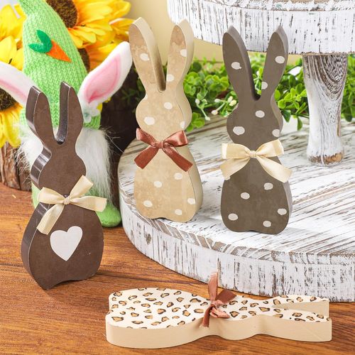 Planche En Bois De Lapin De Pâques En 4 Pièces - Centres De Table En Bois De Lapin