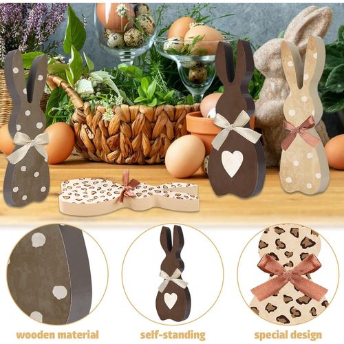 Planche En Bois De Lapin De Pâques En 4 Pièces - Centres De Table En Bois De Lapin