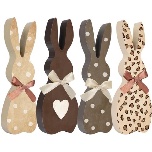 Planche En Bois De Lapin De Pâques En 4 Pièces - Centres De Table En Bois De Lapin