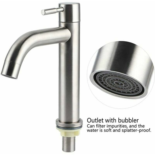 Robinet De Grand Lavabo Monotrou Froid En Acier Inoxydable Brossé G1/2