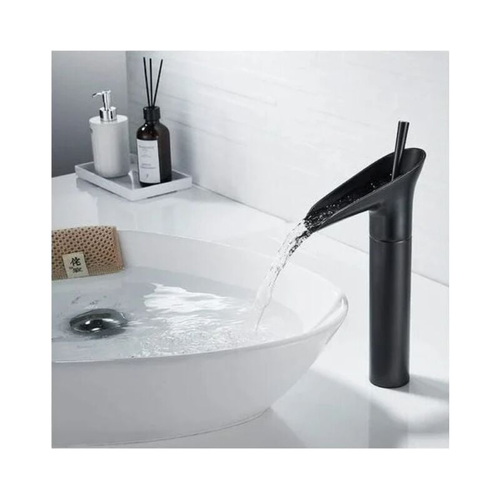 Robinet De Salle De Bains Noir, Robinet Cascade, Robinet De Lavabo Vintage à Poignée Unique