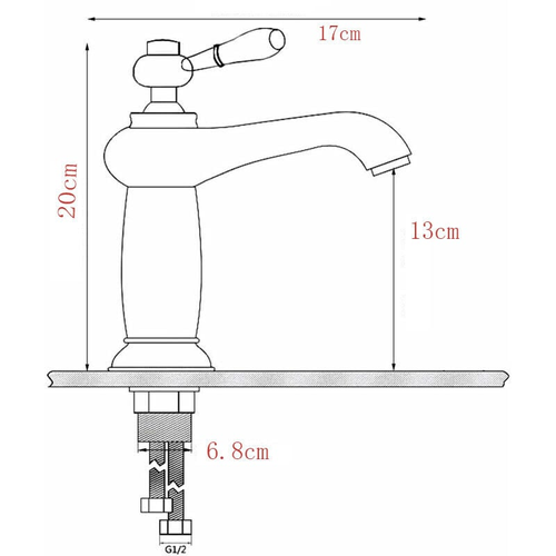 Robinet De Lavabo En Laiton Céramique Porcelaine Noire Et Blanche Col Long Rétro Floral Apporte