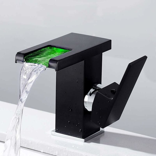 Robinet De Salle De Bain Cascade LED, Noir