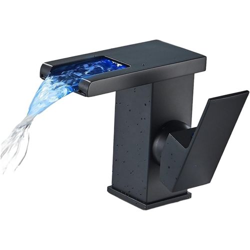 Robinet De Salle De Bain Cascade LED, Noir