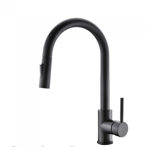 Robinet De Cuisine Noir Avec Douchette Rétractable, Robinet à Ressort Pivotant à 360°