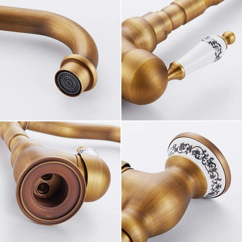 Robinet De Lavabo Vintage Avec Poignée Pivotante à 360 ° - Doré