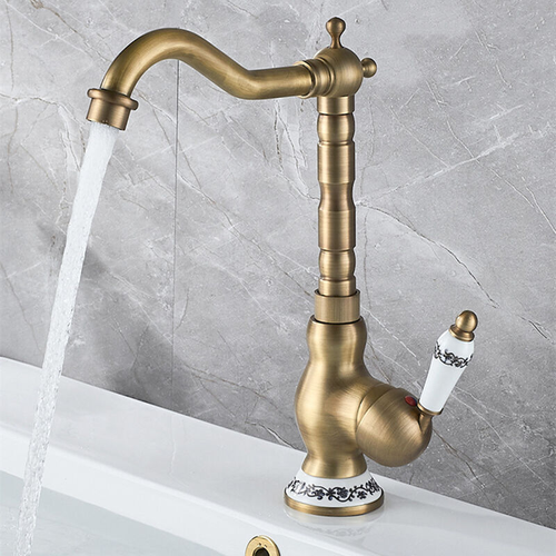 Robinet De Lavabo Vintage Avec Poignée Pivotante à 360 ° - Doré