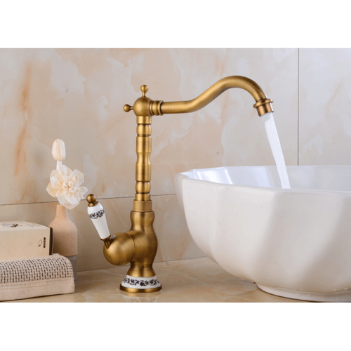 Robinet De Lavabo Vintage Avec Poignée Pivotante à 360 ° - Doré