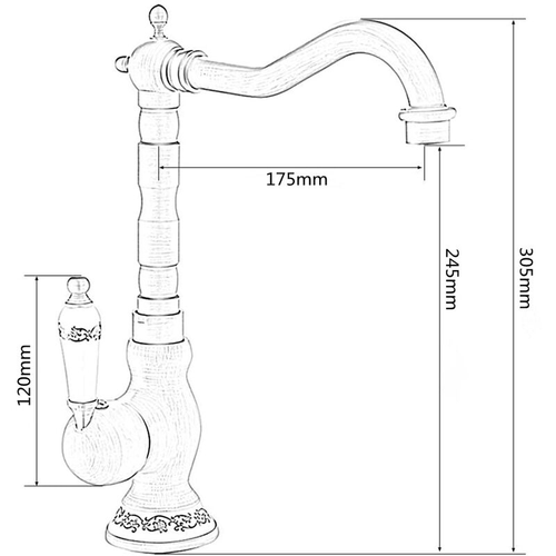 Robinet De Lavabo Vintage Avec Poignée Pivotante à 360 ° - Doré