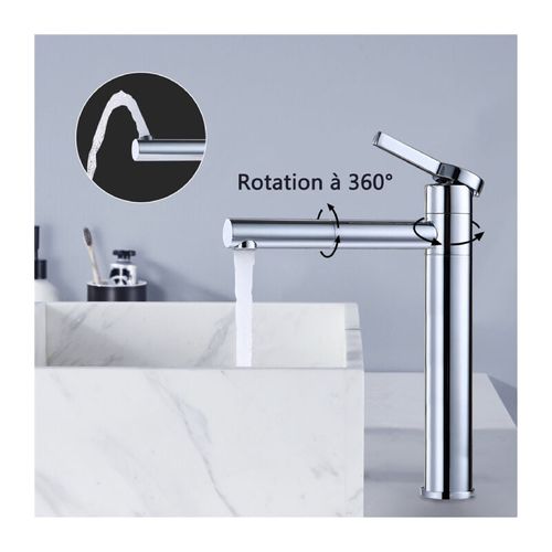 Robinet De Salle De Bain, Mitigeur De Lavabo Pivotant à 360 °, Bec Haut, Extensible