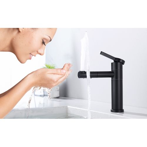 Robinet Salle De Bain Bec Pivotant 360° Mitigeur Lavabo Noir Mitigeur Pour Vasque Robinetterie