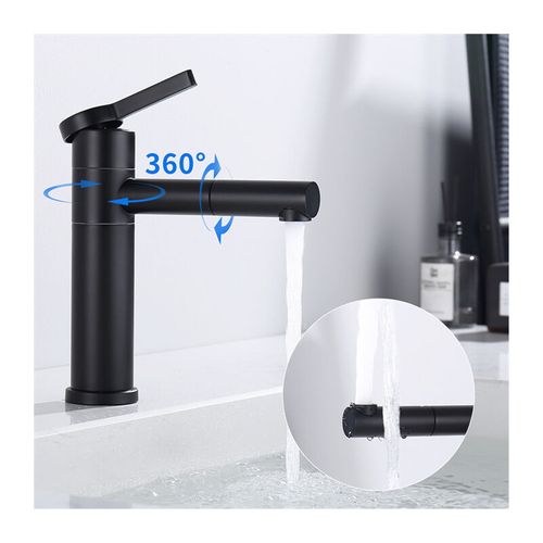 Robinet Salle De Bain Bec Pivotant 360° Mitigeur Lavabo Noir Mitigeur Pour Vasque Robinetterie