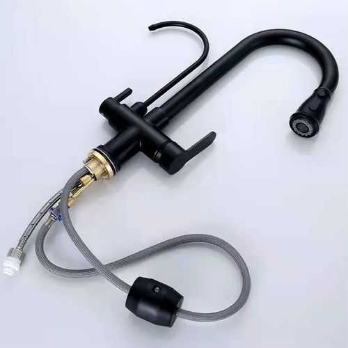 Robinet De Cuisine Avec Douchette Extractible, Robinet De Cuisine En Acier Inoxydable Noir