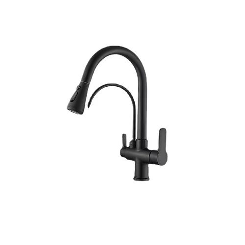 Robinet De Cuisine Avec Douchette Extractible, Robinet De Cuisine En Acier Inoxydable Noir