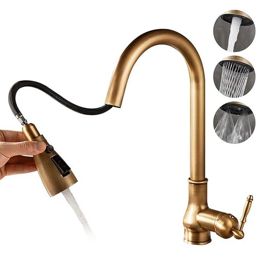 Robinet De Cuisine Rétro Extractible, Évier En Laiton Et Acier Inoxydable 304