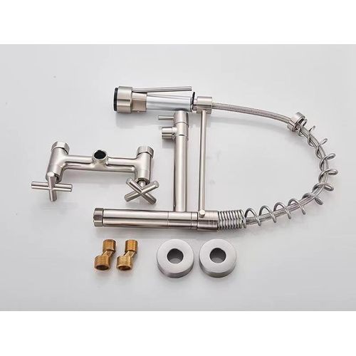 Robinet De Cuisine Mural Encastré Avec Bec Rétractable, Robinet D'évier Rotatif à 360° Avec 3 M