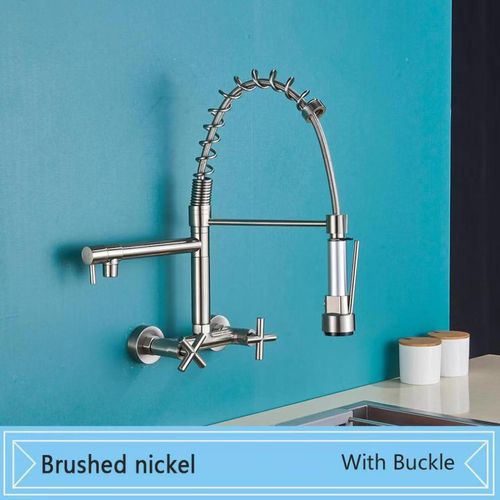 Robinet De Cuisine Mural Encastré Avec Bec Rétractable, Robinet D'évier Rotatif à 360° Avec 3 M