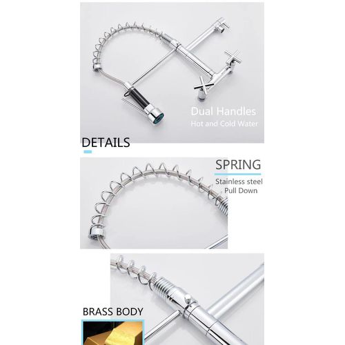 Robinet De Cuisine Mural Encastré Avec Bec Rétractable, Robinet D'évier Rotatif à 360° Avec 3 M