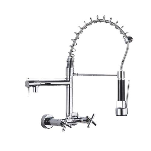 Robinet De Cuisine Mural Encastré Avec Bec Rétractable, Robinet D'évier Rotatif à 360° Avec 3 M