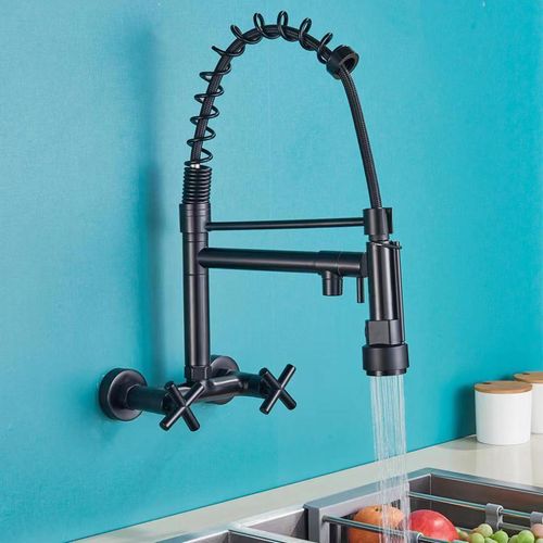 Robinet De Cuisine Mural Encastré Avec Bec Rétractable, Robinet D'évier Rotatif à 360° Avec 3 M