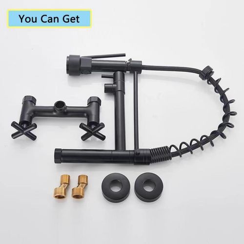 Robinet De Cuisine Mural Encastré Avec Bec Rétractable, Robinet D'évier Rotatif à 360° Avec 3 M