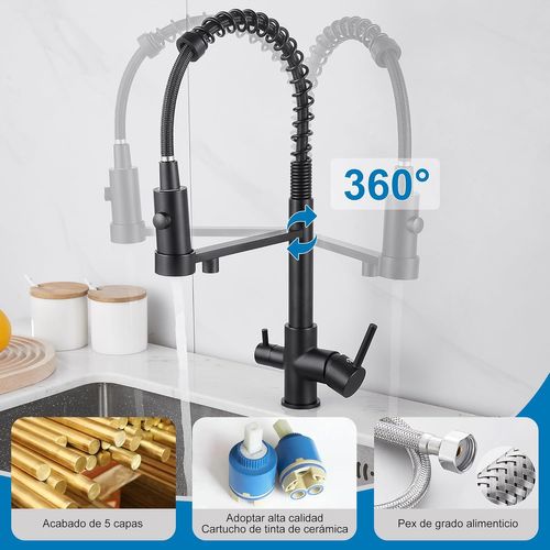 Robinet De Cuisine à Trois Voies, Robinet De Cuisine Extractible, Robinet D'évier En Laiton