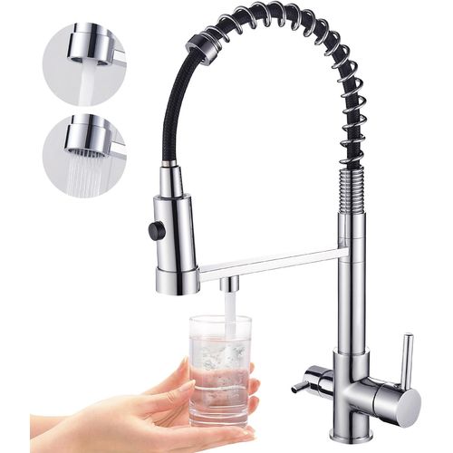 Robinet De Cuisine à Trois Voies, Robinet De Cuisine Extractible, Robinet D'évier En Laiton