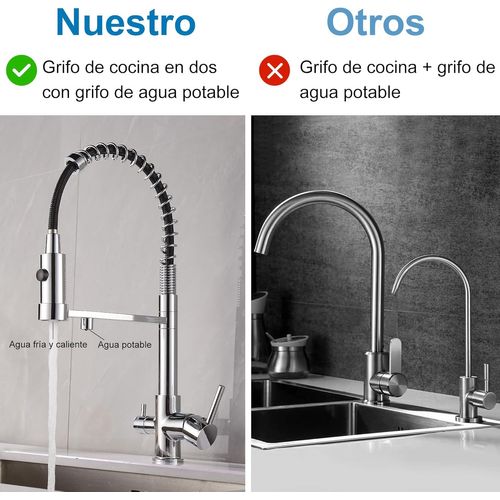 Robinet De Cuisine à Trois Voies, Robinet De Cuisine Extractible, Robinet D'évier En Laiton