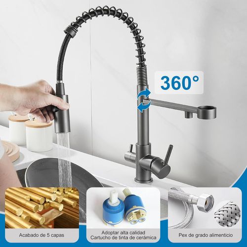 Robinet De Cuisine à Trois Voies, Robinet De Cuisine Extractible, Robinet D'évier En Laiton