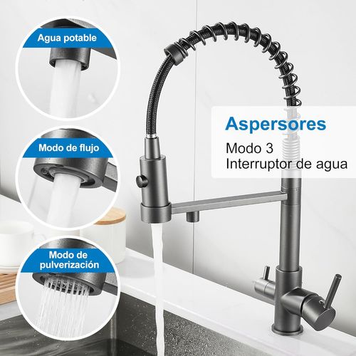 Robinet De Cuisine à Trois Voies, Robinet De Cuisine Extractible, Robinet D'évier En Laiton