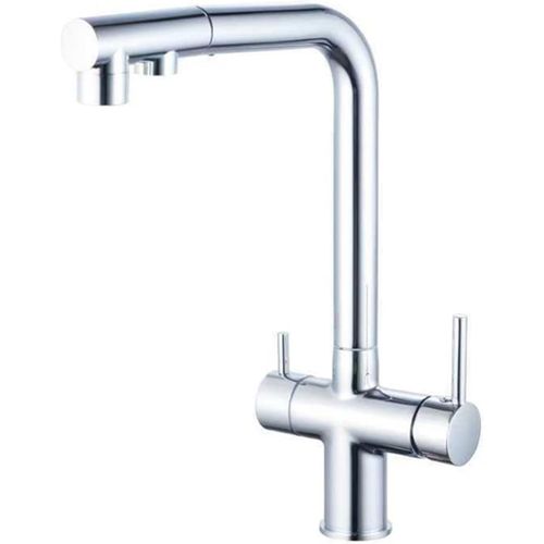 Robinet De Cuisine à Trois Voies Avec Douchette Extractible, Robinet De Cuisine Pivotant à 360°