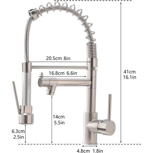 Robinet De Cuisine, Robinet D'évier Avec Douchette Extractible, 2 Fonctions, Bec Pivotant à 360