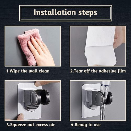 Support De Pomme De Douche De Salle De Bain En Plastique Réglable, 2 Pièces