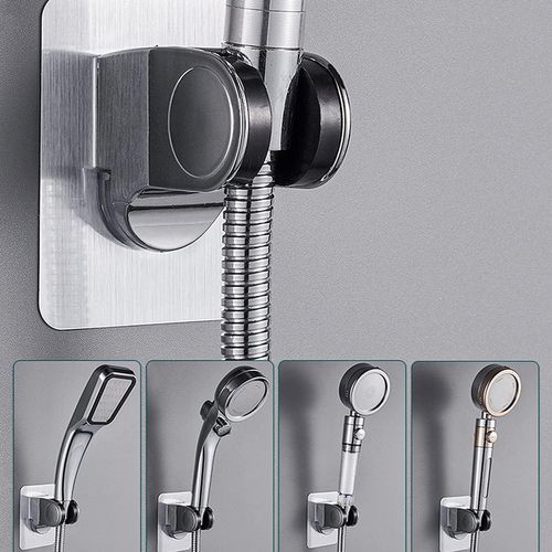 Support De Pomme De Douche De Salle De Bain En Plastique Réglable, Avec Bâton Adhésif 100x75x70