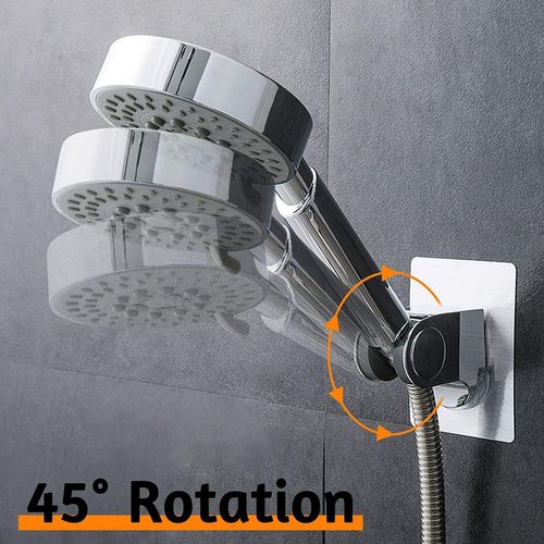 Support De Pomme De Douche De Salle De Bain En Plastique Réglable, Avec Bâton Adhésif 100x75x70
