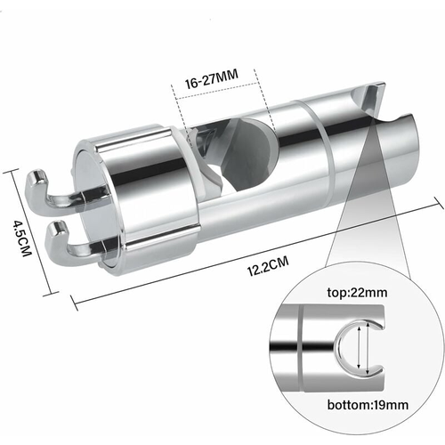 Support Pomme De Douche, Tige Coulissante Réglable 18-28 Mm, Finition Chromée - Argent