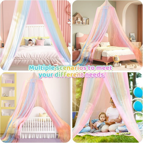 Moustiquaire De Lit, Ciel De Lit Fille, Arc-en-ciel Moustiquaire Pour Lit Double Simple